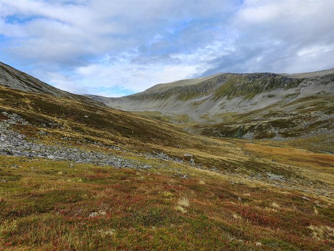 Litledalen med Blåfjellnibba til venstre side og ryggen mot Vatnedalsegga på venstre side